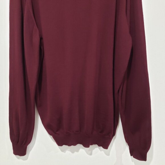 Paul Frederick Sweater Size L Maroon Extra Fine Merino Wool Pullover Mock - Picture 8 of 14